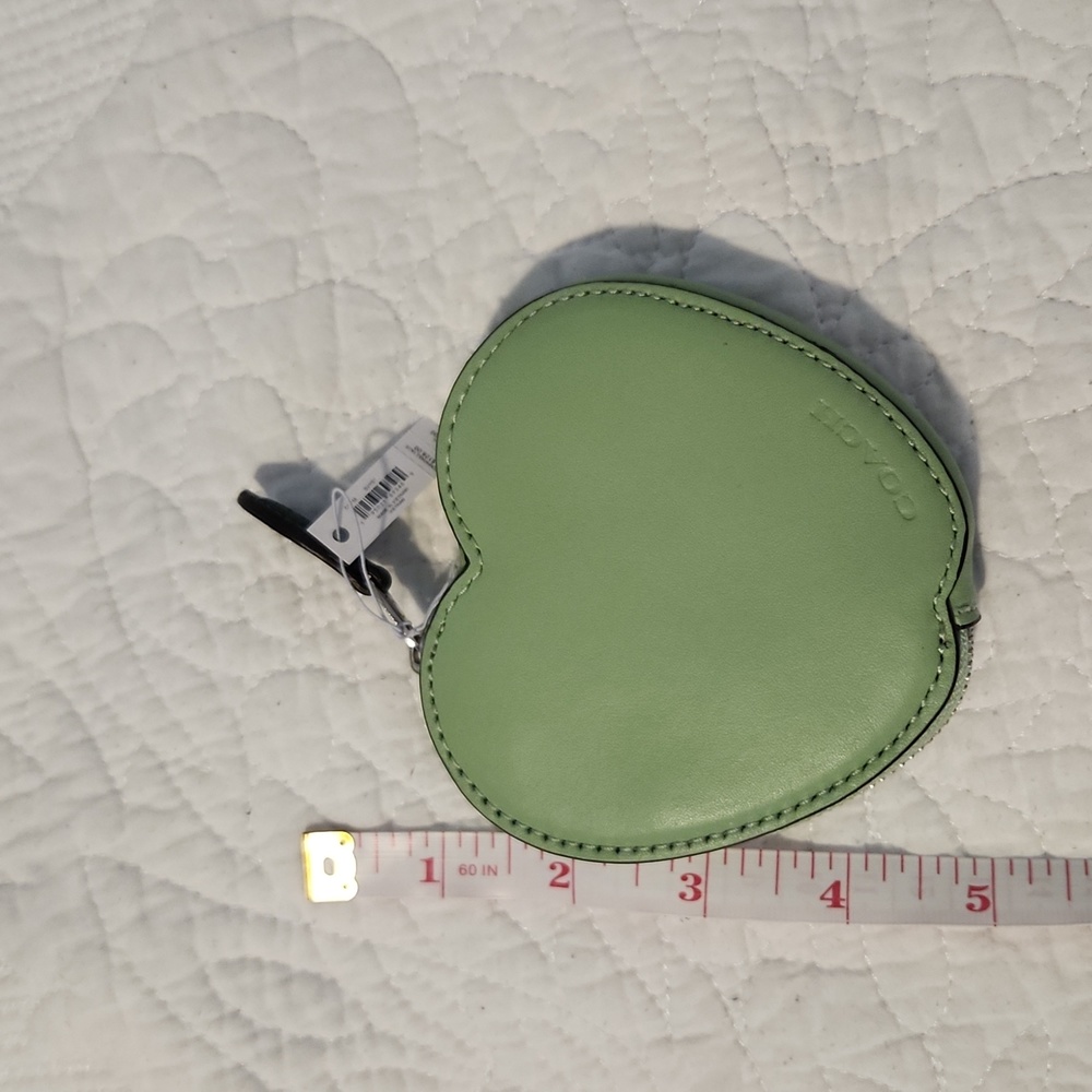 NWT Coach green apple coin pouch earbuds ID bag small change purse